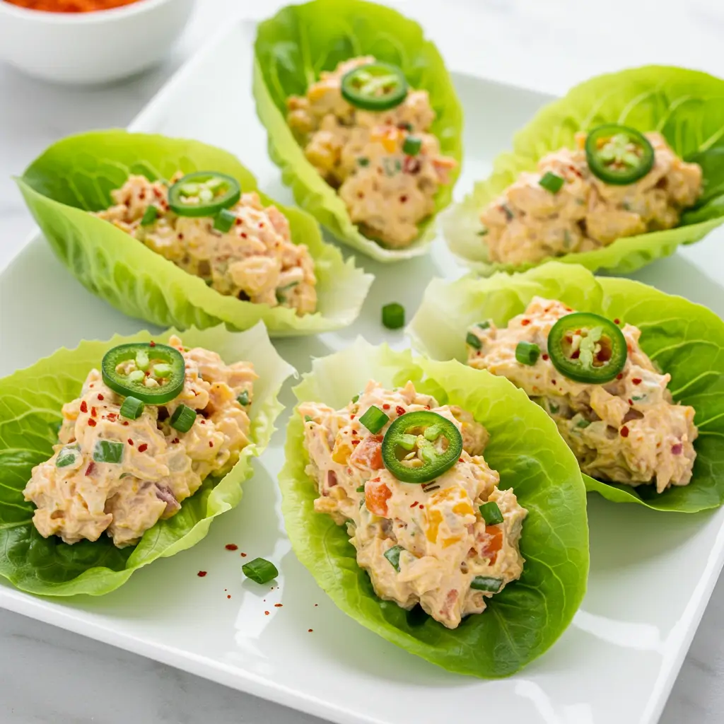 Jalapeño Popper Chicken Salad – Bold, Creamy, and Easy to Make 7 Chicken Salad in lettuce cups