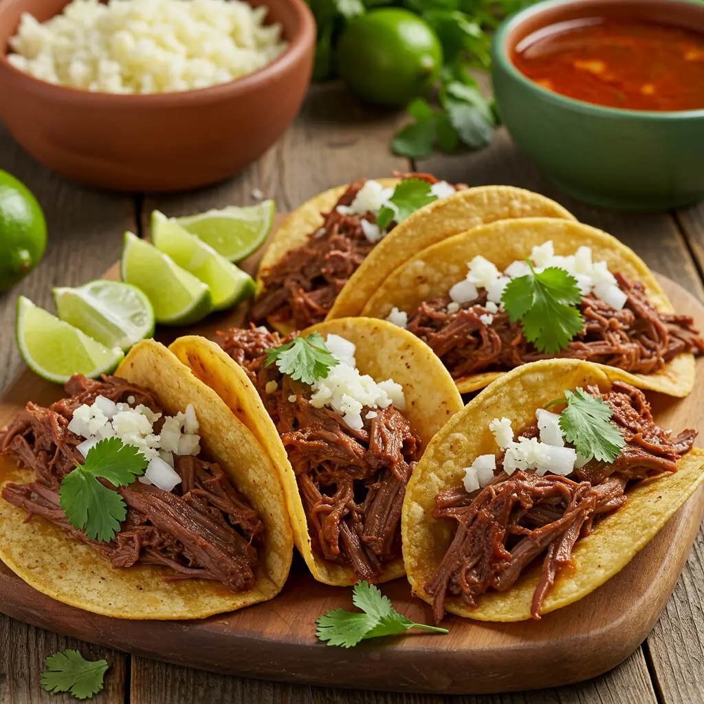 Easy beef birria tacos with crispy tortillas and consomé