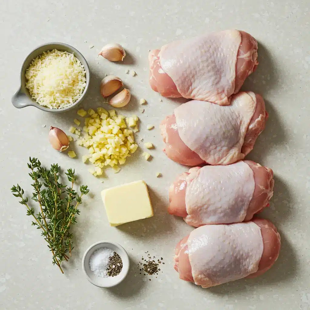 Garlic Parmesan Chicken Thighs – Juicy, Crispy & Irresistible Flavor in Every Bite 5 Ingredients for Garlic Parmesan Chicken Thighs
