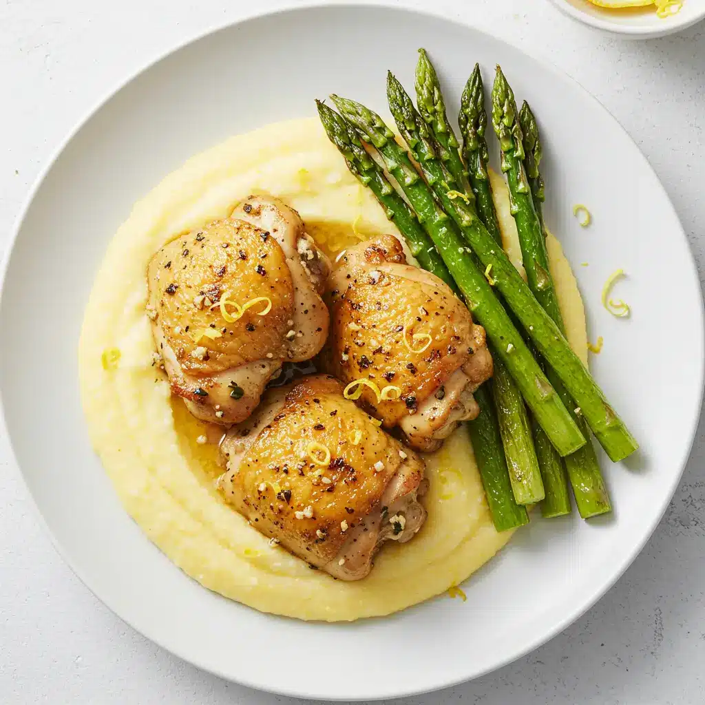 Garlic Parmesan Chicken Thighs – Juicy, Crispy & Irresistible Flavor in Every Bite 7 Garlic Parmesan Chicken Thighs served with polenta