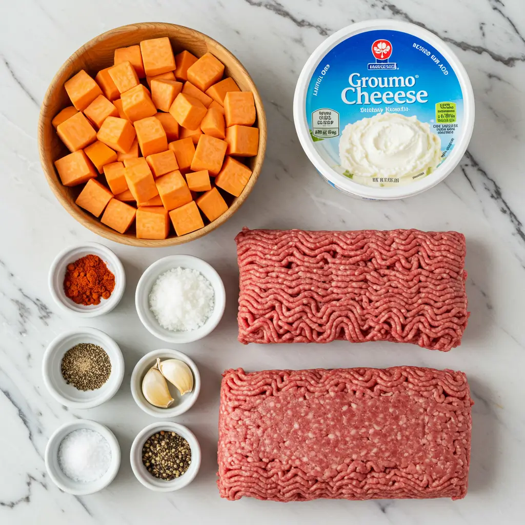 Ground Beef Sweet Potato Cottage Cheese Bowl – Healthy, Viral & Easy 4 Ingredients for ground beef sweet potato cottage cheese bowl on a countertop