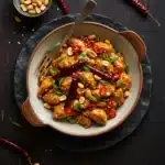 Low carb kung pao chicken recipe served in a bowl