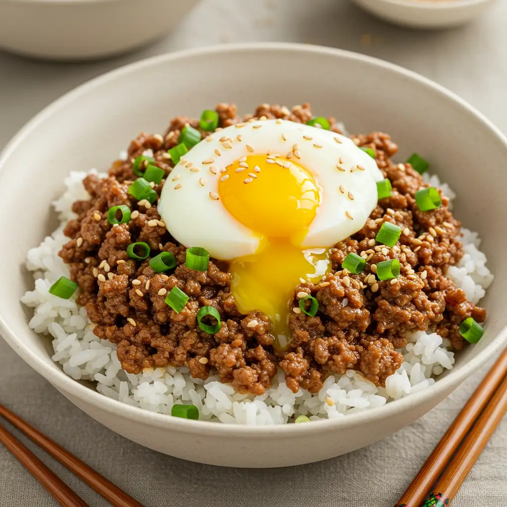Ground Wagyu Beef Recipes You’ll Want to Cook Again 7 Ground Wagyu beef served in donburi rice bowl
