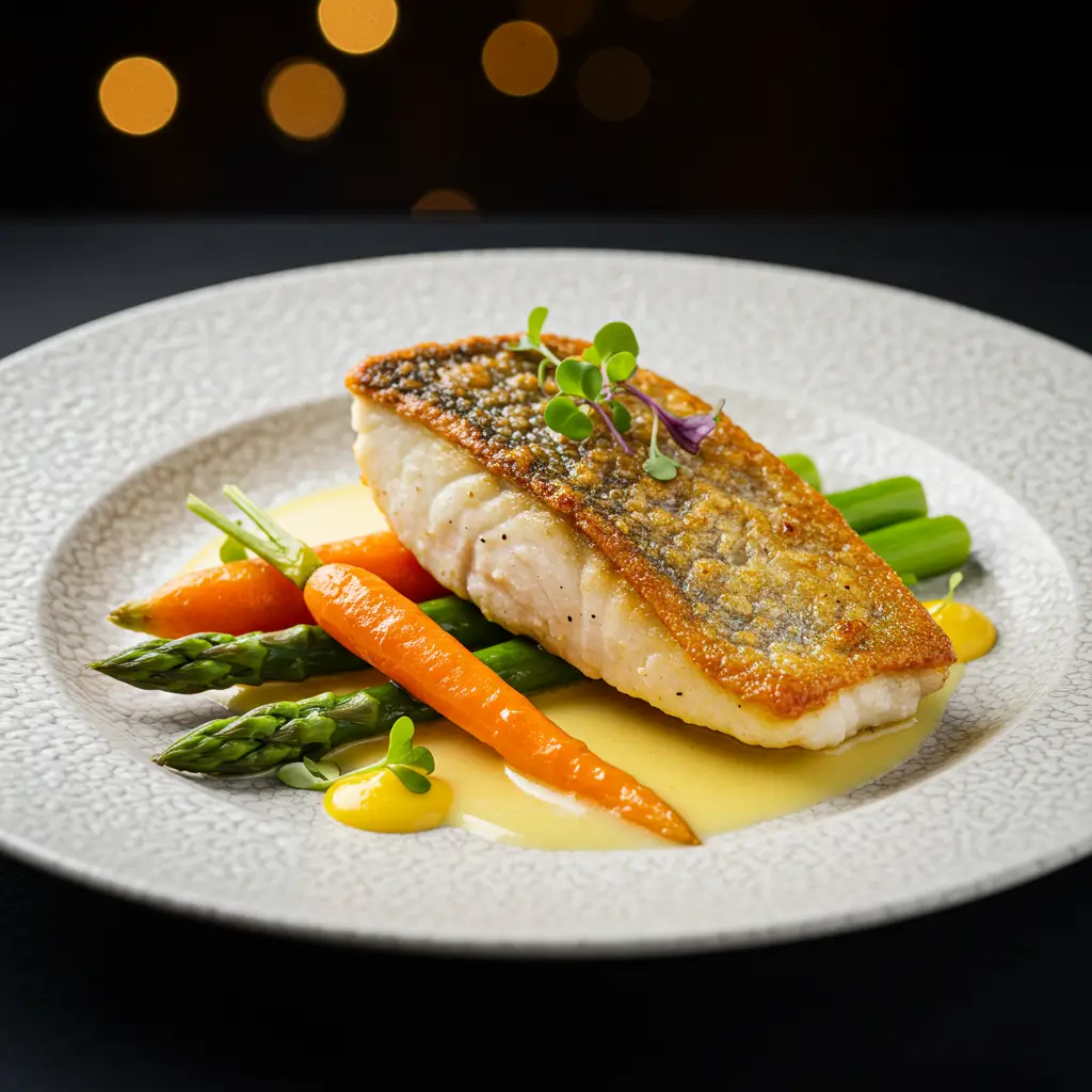 Baked Chilean Sea Bass Recipe for Tender, Flavorful Perfection 7 luxury plated baked chilean sea bass with edible flowers