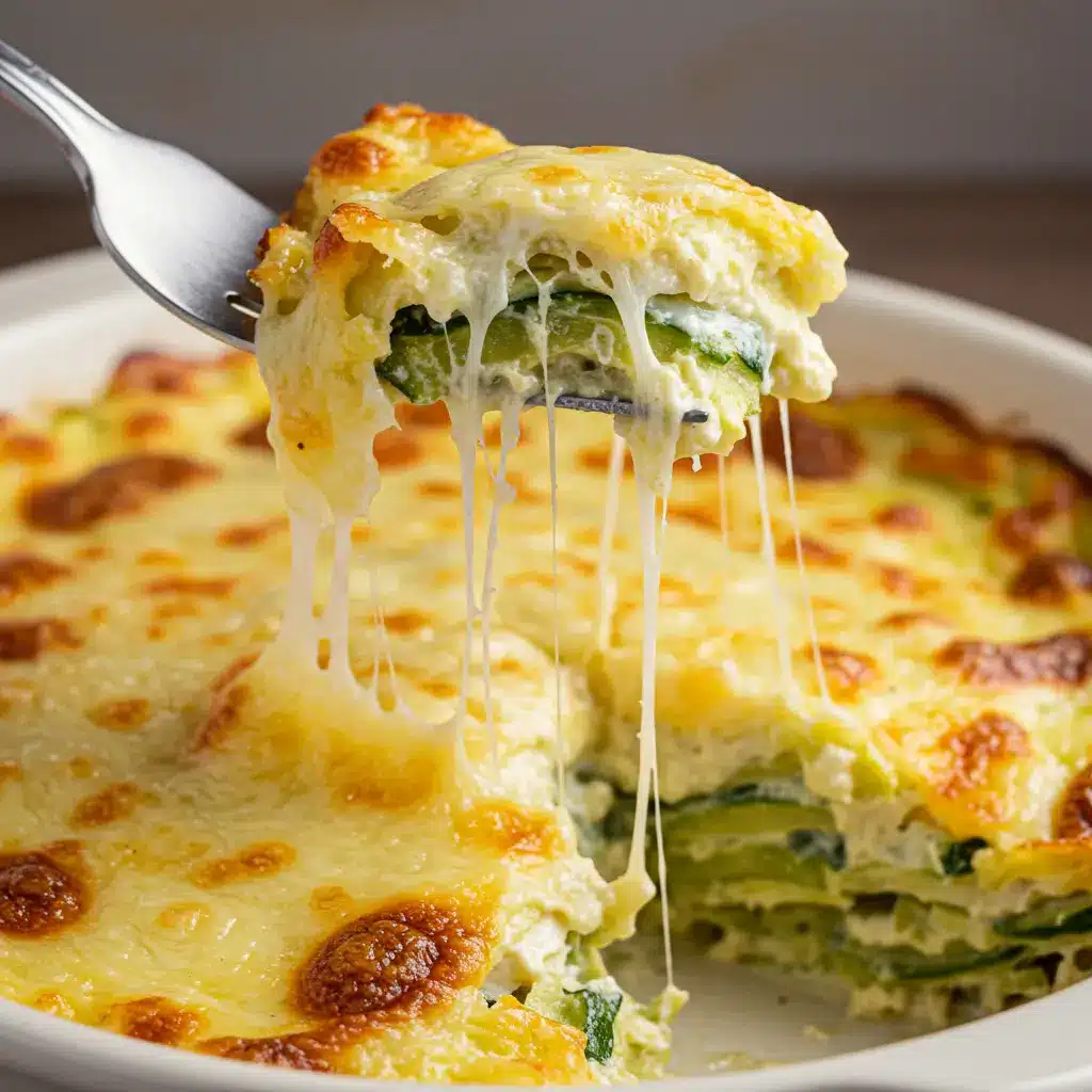 Unstuffed Zucchini Casserole Recipe – Easy, Healthy & Cheesy Dinner 14 Close-up of cheesy baked unstuffed zucchini casserole with golden topping