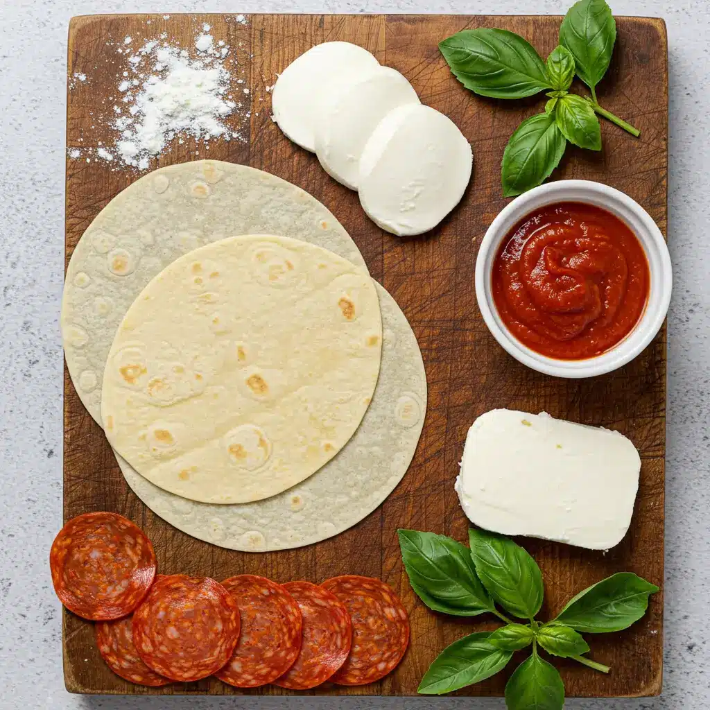 Pepperoni Pizza Egg Rolls: Crispy, Cheesy Favorite 6 Pepperoni pizza egg roll ingredients on table