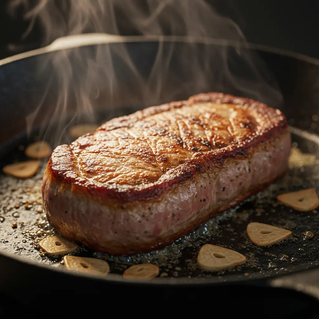 Boursin Pork Tenderloin: The Ultimate Creamy Herb Recipe You’ll Love 7 Pan-searing pork tenderloin in skillet