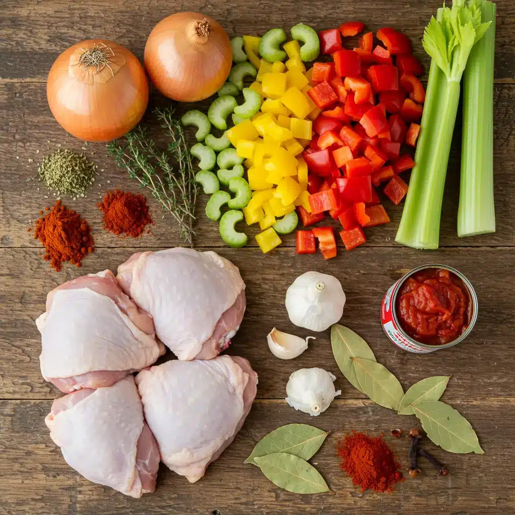 Creole Chicken Recipe: Bold Southern Flavor Made Simple 6 Creole chicken ingredients fresh vegetables spices