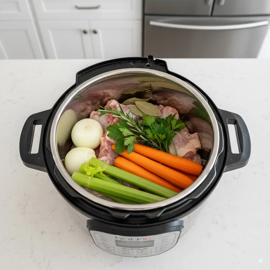 Instant Pot Chicken Stock: Rich, Flavorful & Easy Recipe 6 Instant Pot filled with chicken stock ingredients