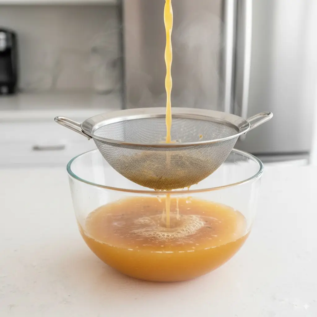 Instant Pot Chicken Stock: Rich, Flavorful & Easy Recipe 7 Straining homemade Instant Pot chicken stock
