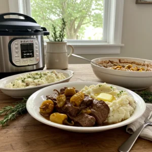 Instant Pot Mississippi Pot Roast with pepperoncini and butter