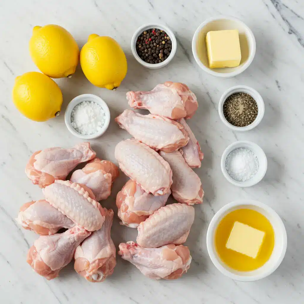 Lemon Pepper Wings Recipe: The Crispiest, Zestiest Wings You’ll Ever Make 5 Ingredients for lemon pepper wings on kitchen counter