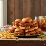 Nashville Hot Chicken Sliders served with fries