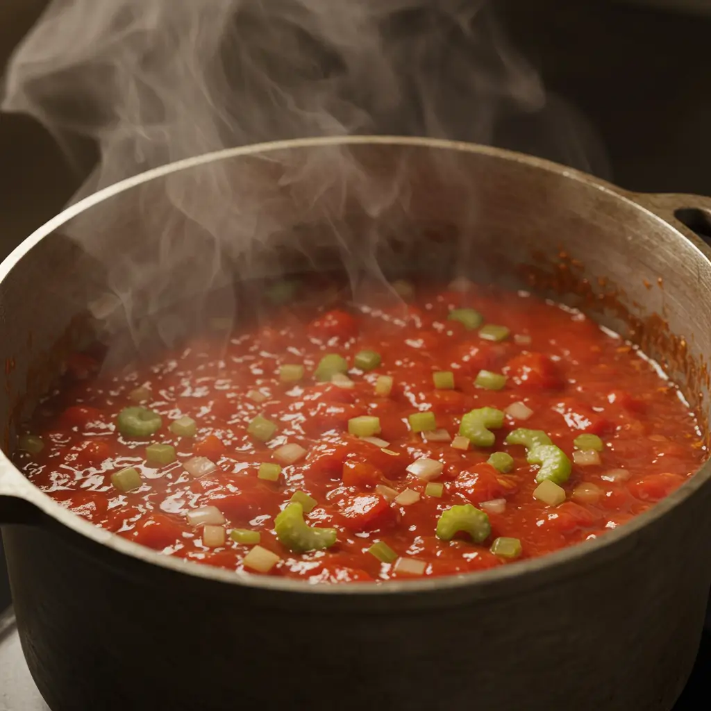 Creole Chicken Recipe: Bold Southern Flavor Made Simple 7 Creole sauce simmering with peppers and onions