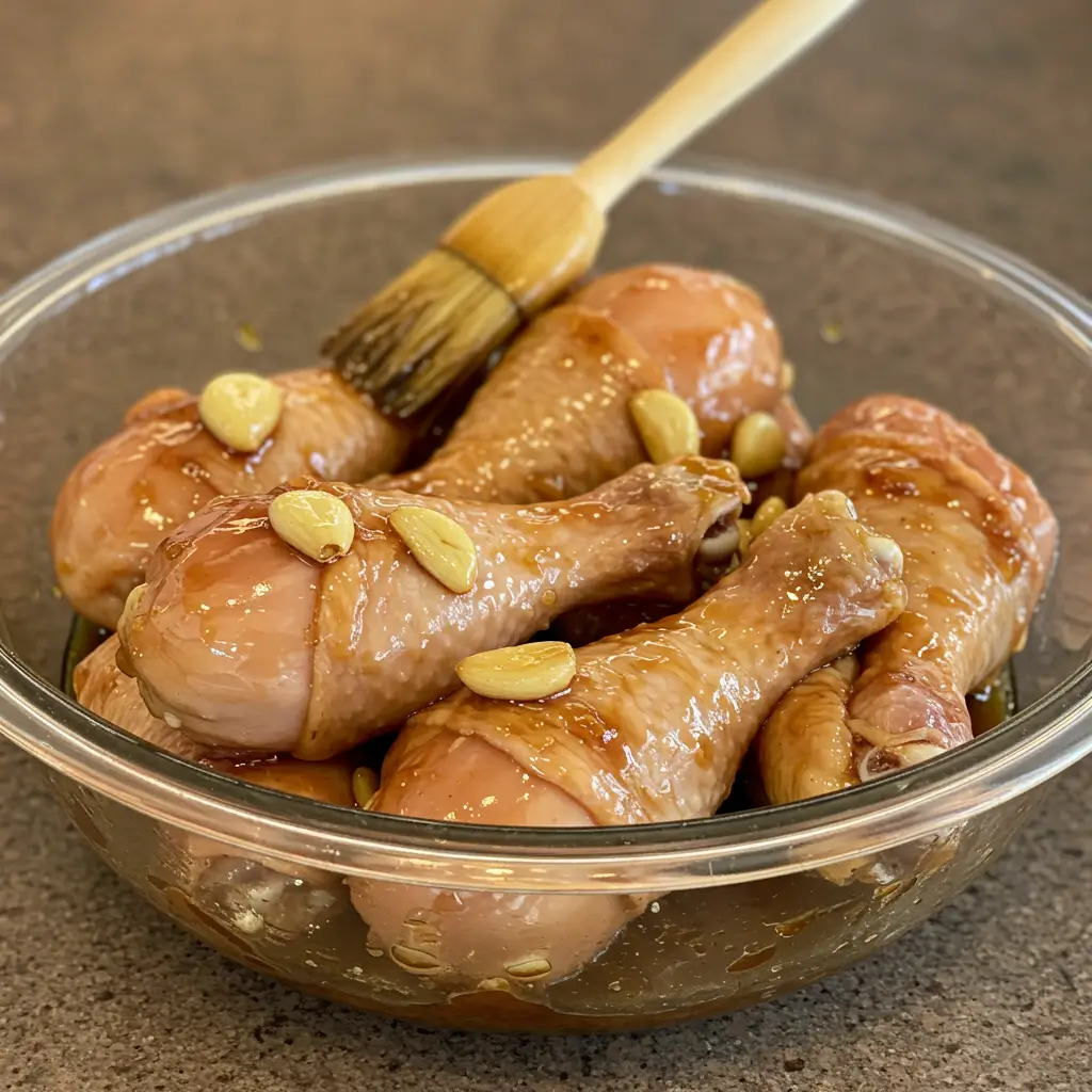 Honey Soy Chicken Drumsticks – The Best Sticky, Sweet, and Savory Recipe Ever 6 chicken drumsticks marinating in honey soy sauce