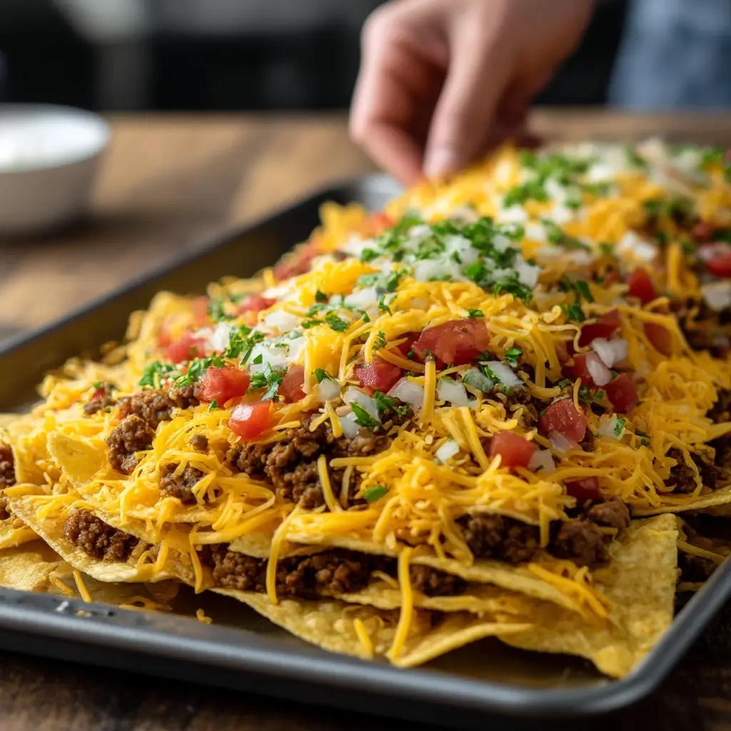 Building beef charcuterie nachos