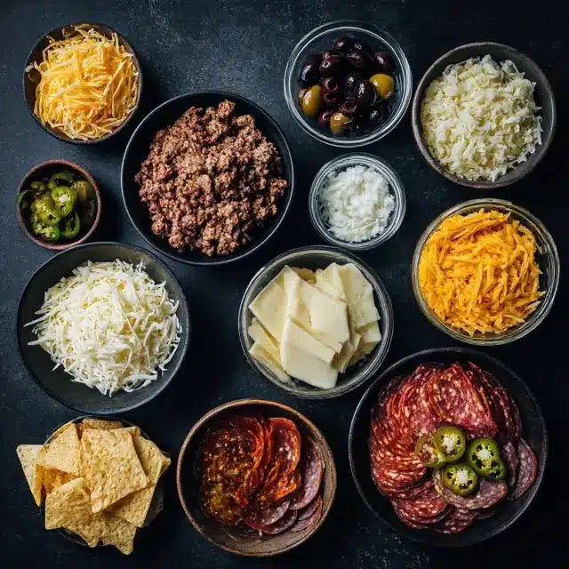 Ingredients for charcuterie nachos