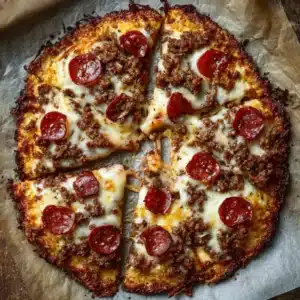 Crispy 2-Ingredient Cottage Cheese Pizza Crust with beef and pepperoni