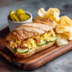 Finished grinder salad sandwich served with sides