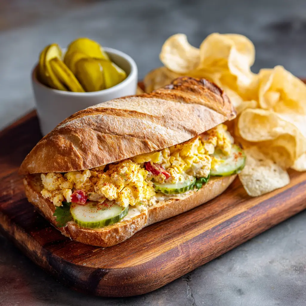 Finished grinder salad sandwich served with sides