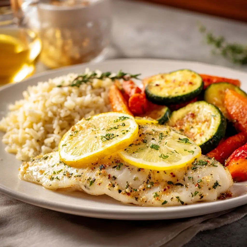 lemon garlic tilapia dinner plate