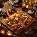 Charcuterie nachos served on a board