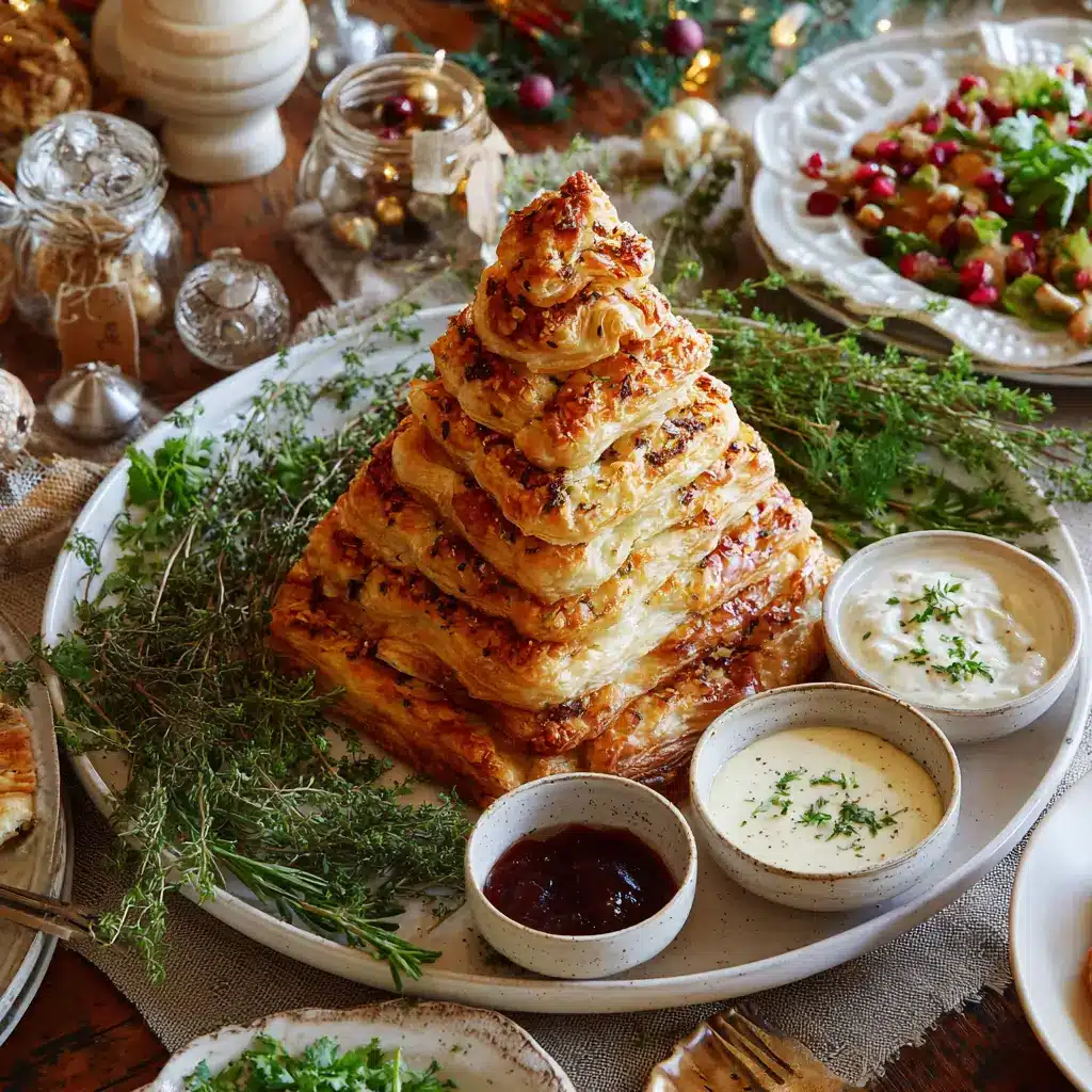 Puff Pastry Christmas Tree: A Stunning Holiday Appetizer Everyone Will Love 7 Serving puff pastry tree on platter