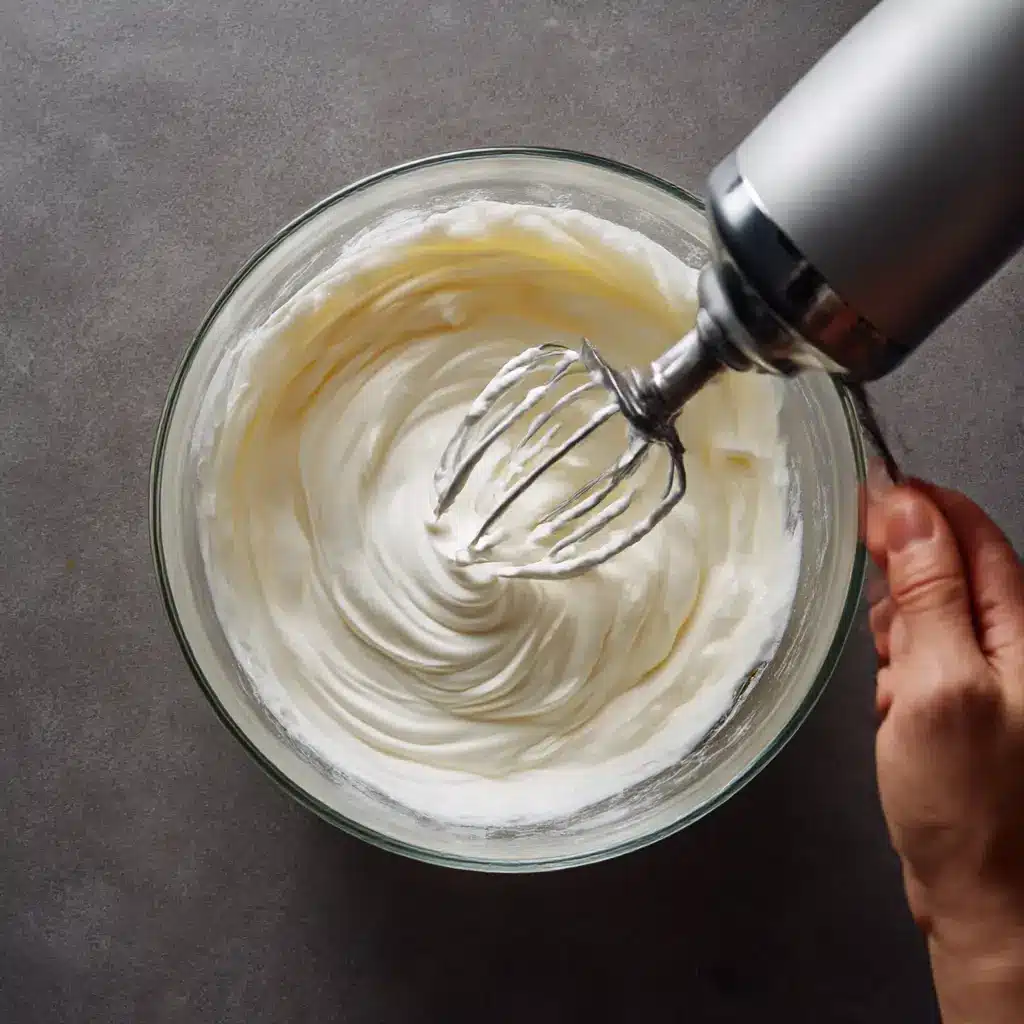 Whipping egg whites to stiff peaks for cloud bread