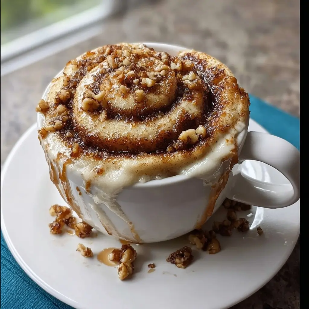 Cottage cheese cinnamon roll mug cake made in the microwave
