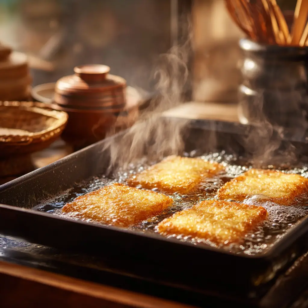 Spicy Salmon Crispy Rice Recipe – Bold, Crunchy, and Packed with Flavor 6 frying crispy rice step 3