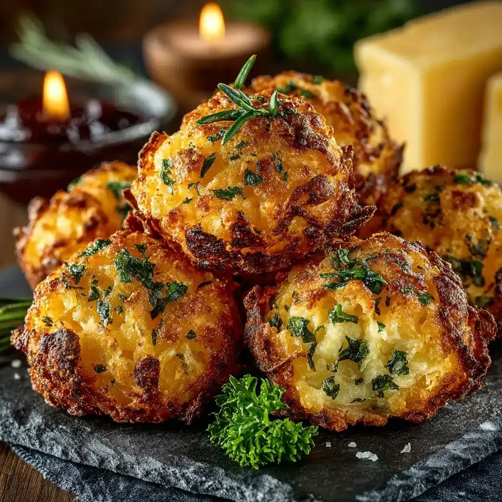 Golden high-protein cheddar and herb snack puffs fresh from the oven