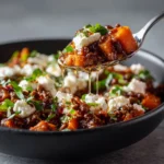 Served hot honey cottage cheese sweet potato bowl