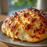 2 ingredient cottage cheese bread with golden crust and soft interior