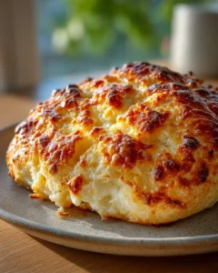 2 ingredient cottage cheese bread with golden crust and soft interior