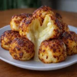 Crispy air fryer cottage cheese parmesan bites served on a plate with dipping sauce