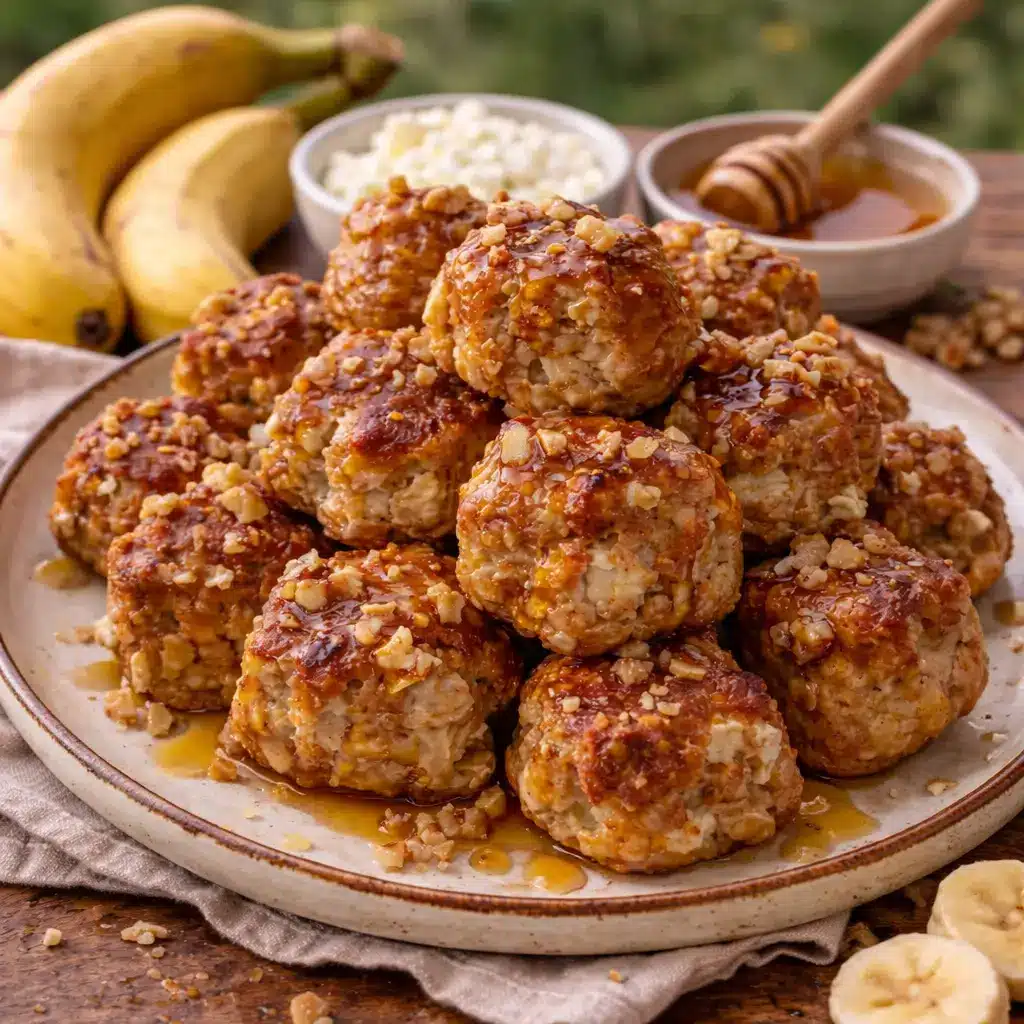 Banana bread cottage cheese breakfast nuggets baked until golden, served as a high-protein breakfast snack.