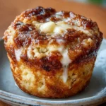 Cinnamon sugar cottage muffin bake pulled apart warm and gooey in a baking dish