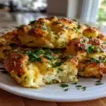 Warm cottage cheese cheddar pull-apart bread with golden crust and melted cheese layers