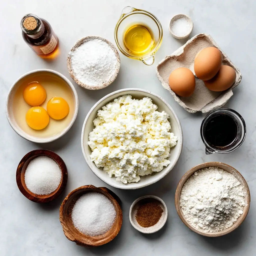 Soft baked cottage cheese donuts coated in cinnamon sugar on a cooling rack