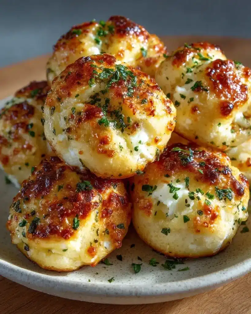 Freshly baked cottage garlic knots brushed with garlic butter and parsley