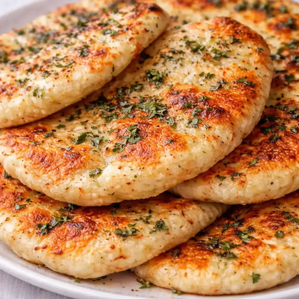 Soft and chewy 2-ingredient cottage cheese yogurt flatbread cooked in a skillet