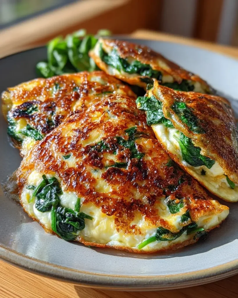 Spinach cottage cheese flagels sliced and toasted on a wooden board