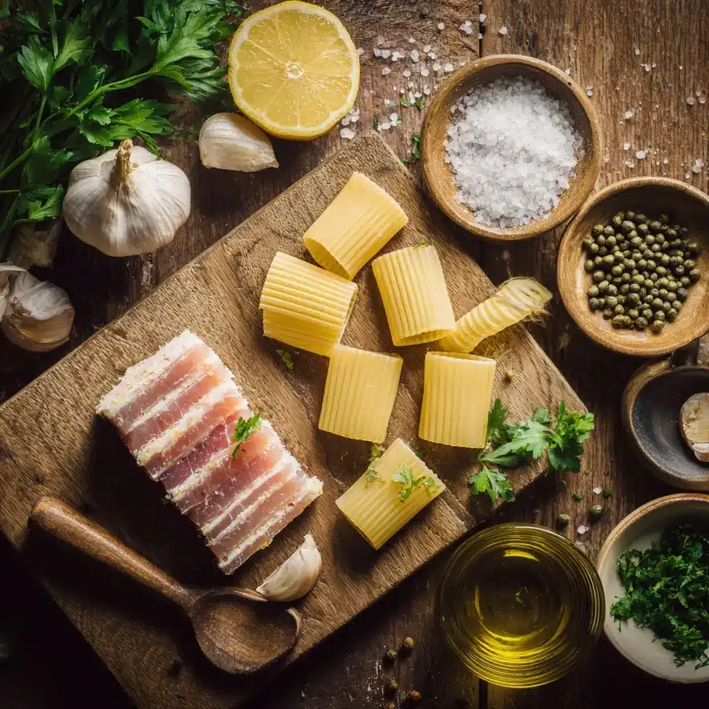 Ingredients for canned tuna pasta recipe