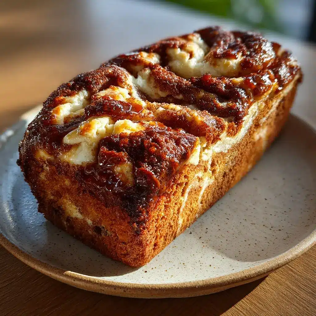 Slice of cinnamon cottage cheese protein bread on a wooden board