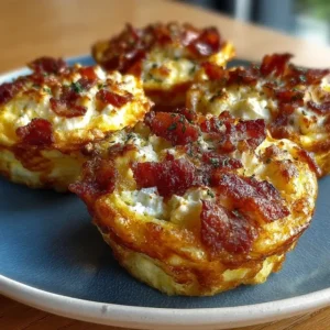 Golden cottage cheese bacon and egg savory muffin tray fresh from oven
