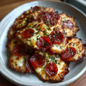 Crispy pepperoni and cottage cheese chip sheet broken into crunchy chips on parchment