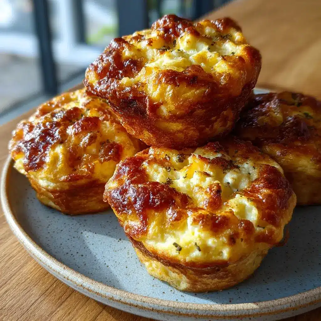 Cottage cheese egg breakfast muffins baked until golden and fluffy in a muffin tin