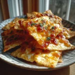 Crispy cottage cheese nacho style chips baked golden brown served with salsa and guacamole