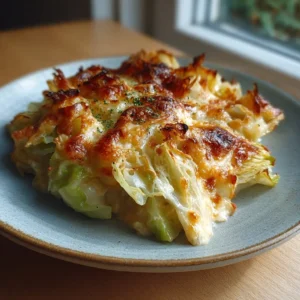 Creamy cheesy cabbage casserole with cheddar and buttery cracker topping