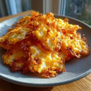 Crispy cottage cheese cheddar crisps baked until golden and crunchy